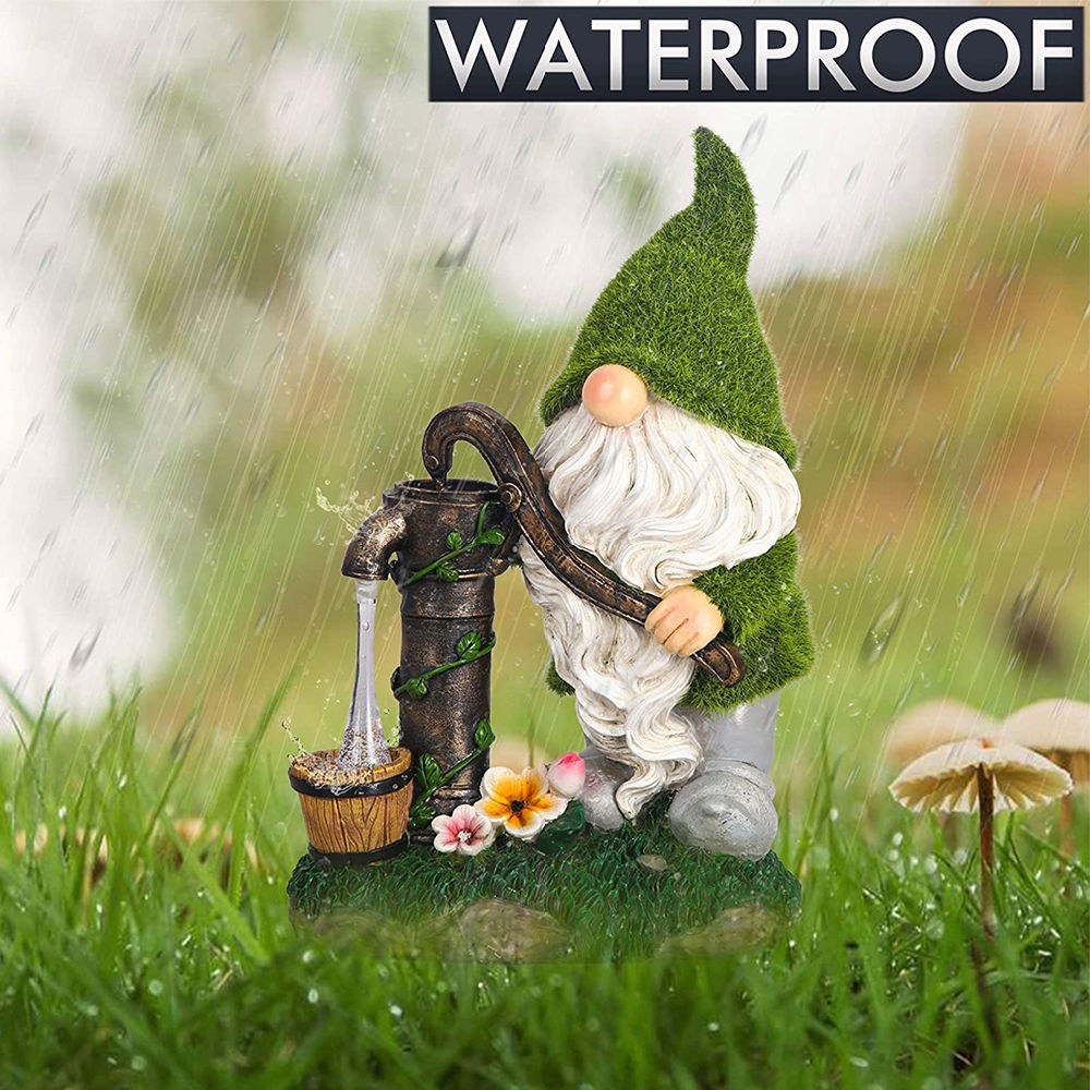 dropship Cartoon Gnome Dwarf Statue Garden Lighting Waterproof Resin Figurines Solar Light Outdoor Lawn Courtyard Night Decorative Lamp