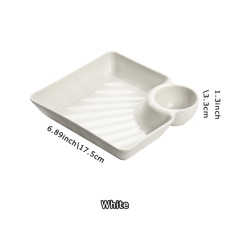 dropship 1pc Dumpling Plate With Sauce Dish; Potato; Water; Dumplings; Plate With Vinegar; Dinner Plate; Household Creative Square Serving Plate With Vinegar Saucer