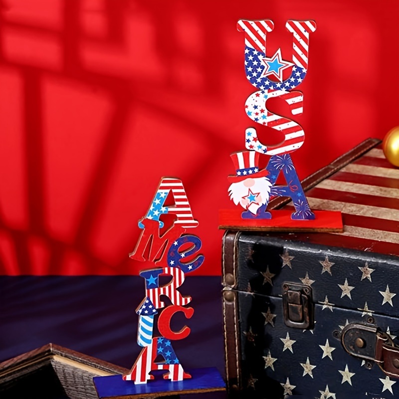 dropship 1pc Wooden Decorations; Independence Day Decorations Independence Day American Pattern Ornament Independence Day Arrangements