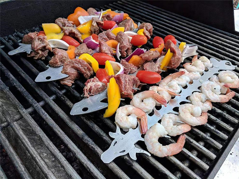 dropship Stainless steel barbecue skewer fish bone skewer skewer meat tool BBQ utensils BBQ grill grill mesh Proud Grill Slide