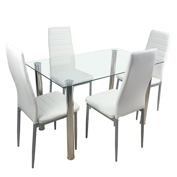 dropship 110CM Clear Color Dining Table Set (This product will be split into two packages) (replace 64512970)