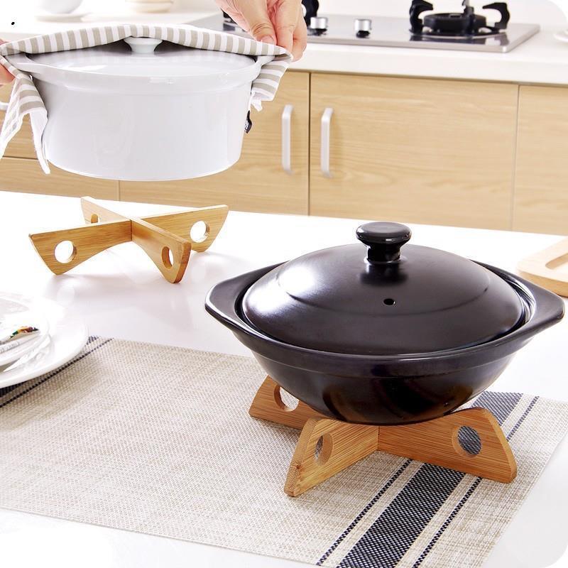 dropship 1pc/2pcs Bamboo Cross Pot Bottom Stand; Pot Rack; Heat-Insulation Anti-Scald Cup & Dish Holder; Draining Rack