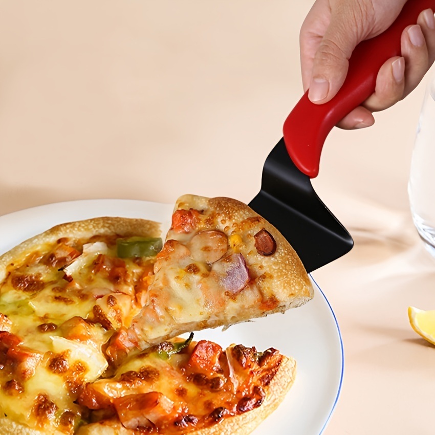 dropship 1pc; Cake Server; Stainless Steel Pizza Shovel; Black Red Cake Knife Cake Cutter; Pizza Pie Server; Kitchen Baking Tool; Household Item