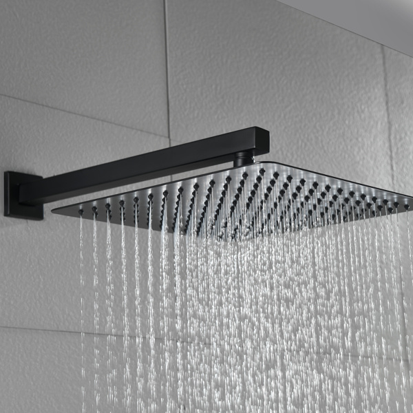 dropship Matte Black Shower Set System Bathroom Luxury Rain Mixer Shower Combo