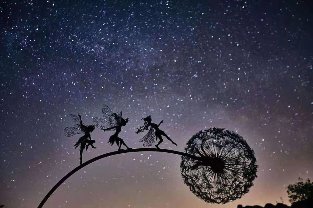 dropship Dandelion Figurine Fairies Pixies Dancing Fairy Statue Steel Wires Fairy Garden Miniature Sculpture Mythical Garden Yard Decor