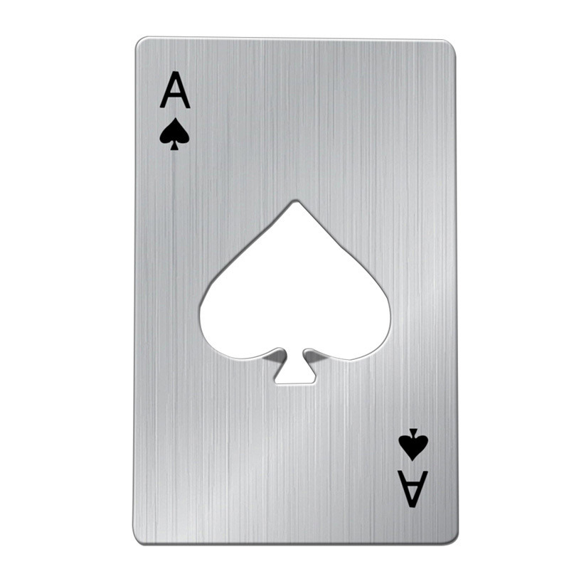 dropship Black/Silver Poker Card Beer Bottle Opener Metal Mini Portable Spade A Opener Stainless Steel Kitchen Bar Tools