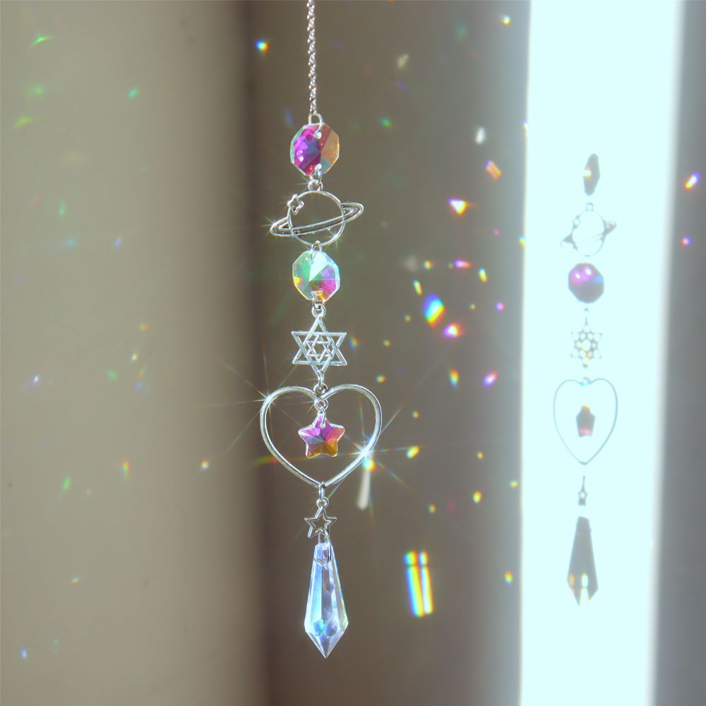 dropship 1pc; Colorful Crystals Suncatcher Hanging Sun Catcher With Chain Pendant Ornament Crystal Balls For Window Home Garden Christmas Day Party Wedding Decoration