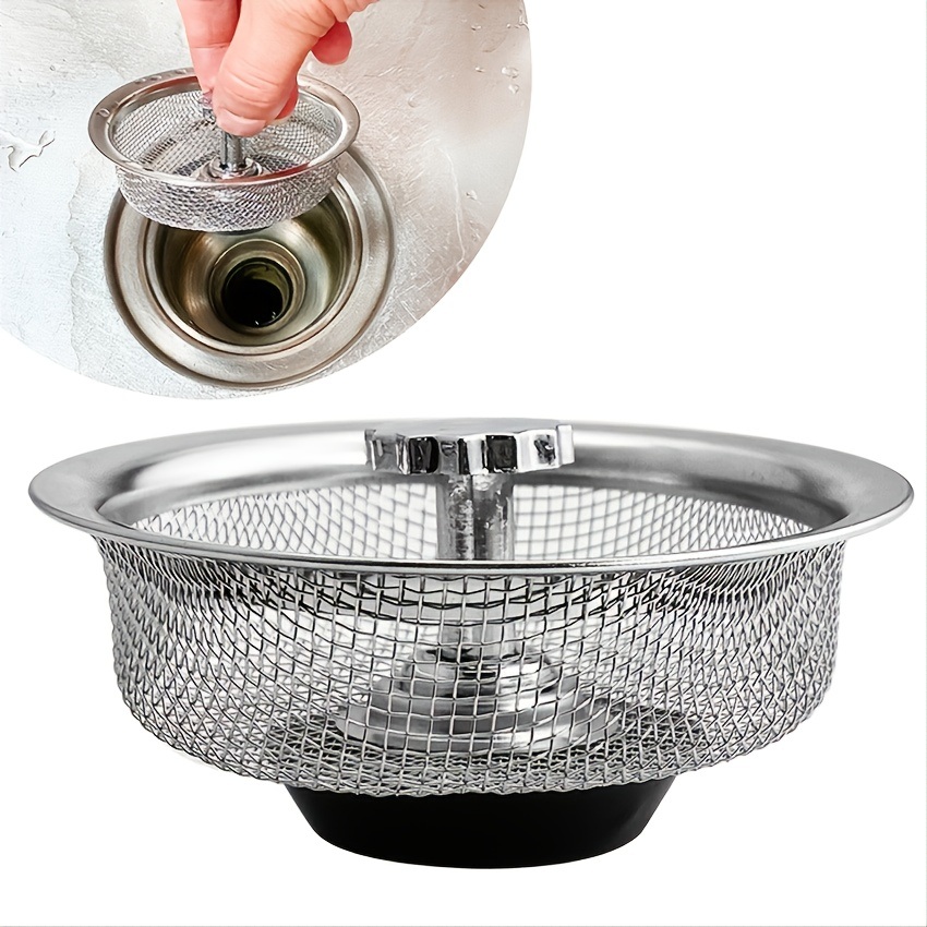 dropship 1pc Sink Filter With Plug; Kitchen Stainless Steel Water Filter; Wash Basin Slag Screen