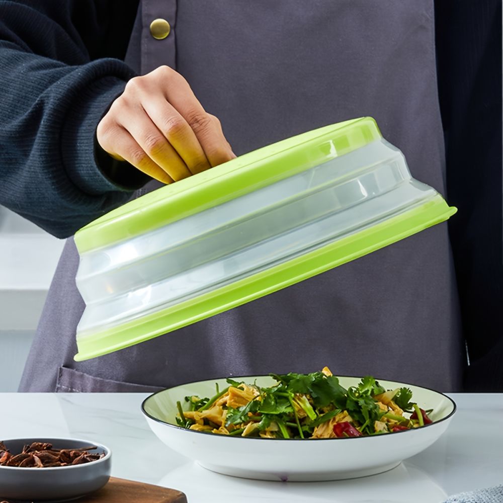 dropship Microwave Cover For Food; 1pc Microwave Splatter Cover; Heating Folding Cover; Silicone Fresh-keeping Cover; Oil-proof Splash-proof Cover With Hook Cooking Lid