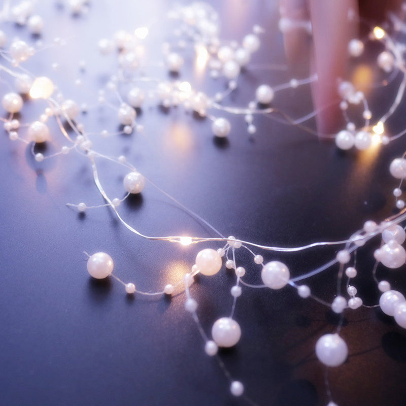 dropship 2/5/10m Pearl Wire Copper String Light Christmas Valentine Wedding Decoration for Home Wedding Party Mariage Garland Decoration