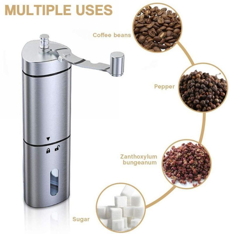dropship Portable Home Manual Coffee Grinder Stainless Steel with Ceramic Burr Bean Mill