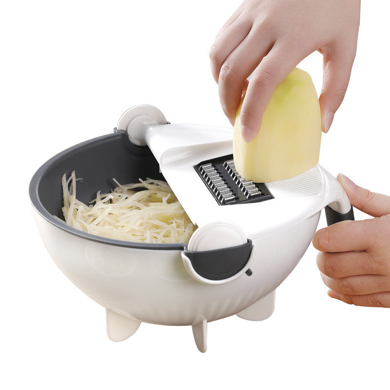 dropship 9 in 1 Multifunctional Cutting and Draining Basket for Vegetables with Household Potato Shredder - Kitchen Tool