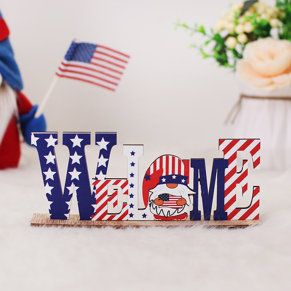 dropship 1pc 4th Of July Wooden Ornament; Independence Day I Love USA Wooden Alphabet Ornament; Holiday Decoration For Bedroom Living Room Tiered Tray Ornament; Holiday Accessories
