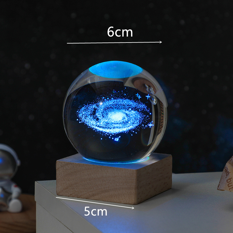 dropship Cosmos Series Crystal Ball Night Lights; Milky Way; Moon; Desktop Bedroom Small Ornaments; Creative Valentine's Day Gifts Birthday Gifts