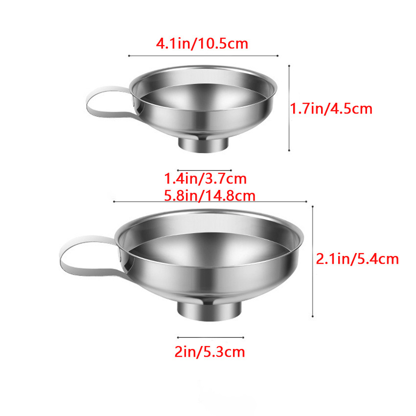 dropship 1pc; Thickened Stainless Steel Wide Mouth Funnel; Household Large Diameter Jam Funnel