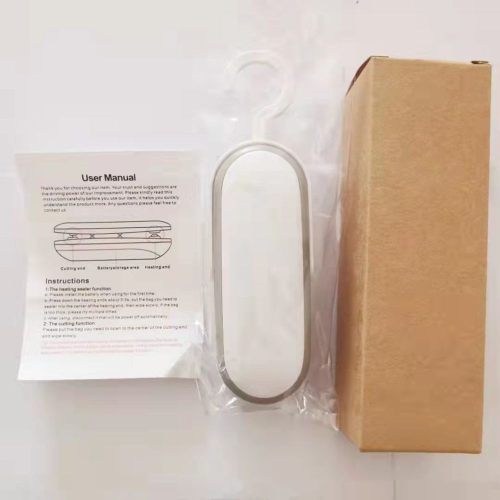 dropship 1pc Mini Bag Sealer; Portable Vacuum Plastic Sealer With Hook; 2-in-1 Heat Sealer With Cutter; Storing Kitchen Food