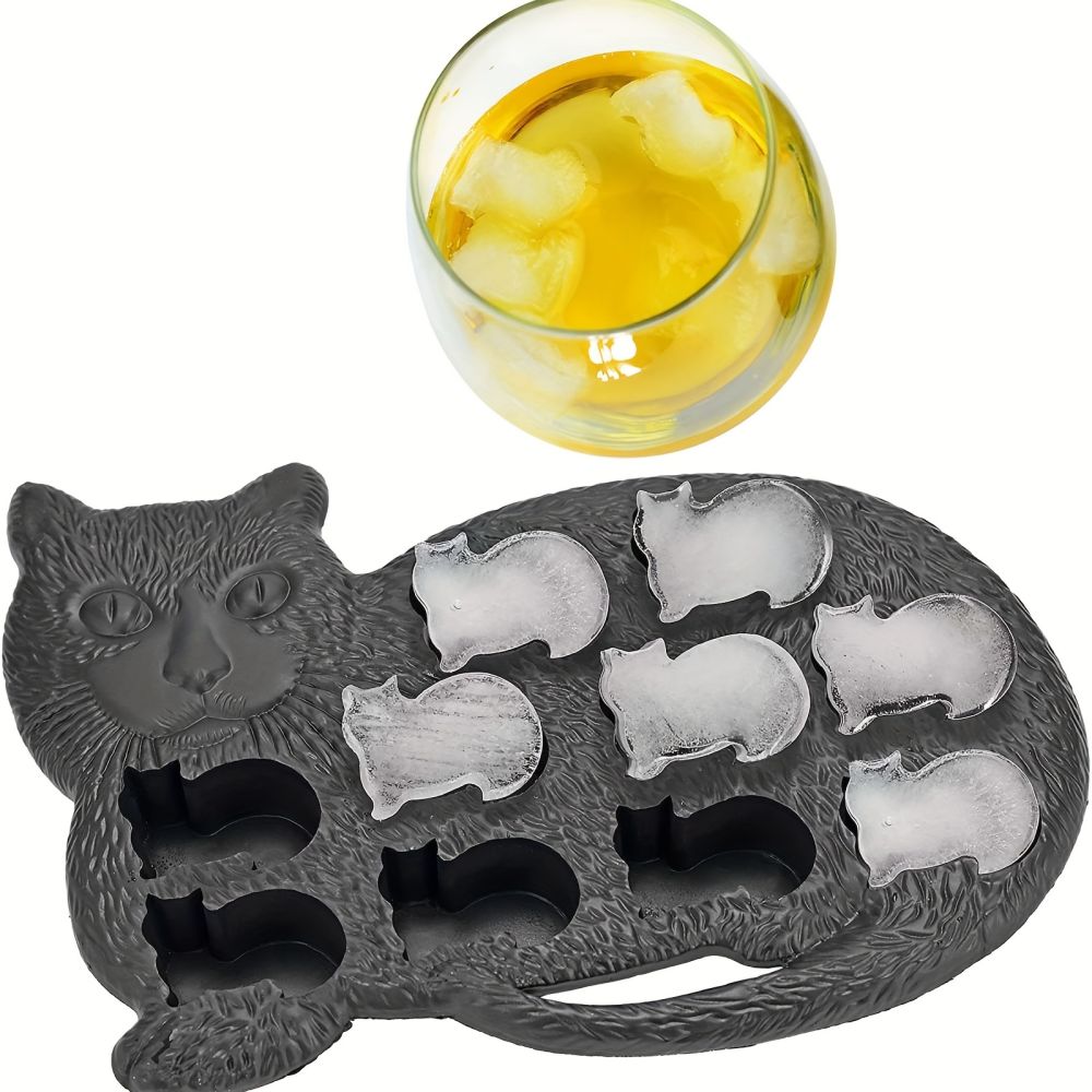 dropship 1pc Cat Shaped Silicone Ice Cube Tray And Mold- 9 Cavities - Fun & Cute Animal Replica Mold