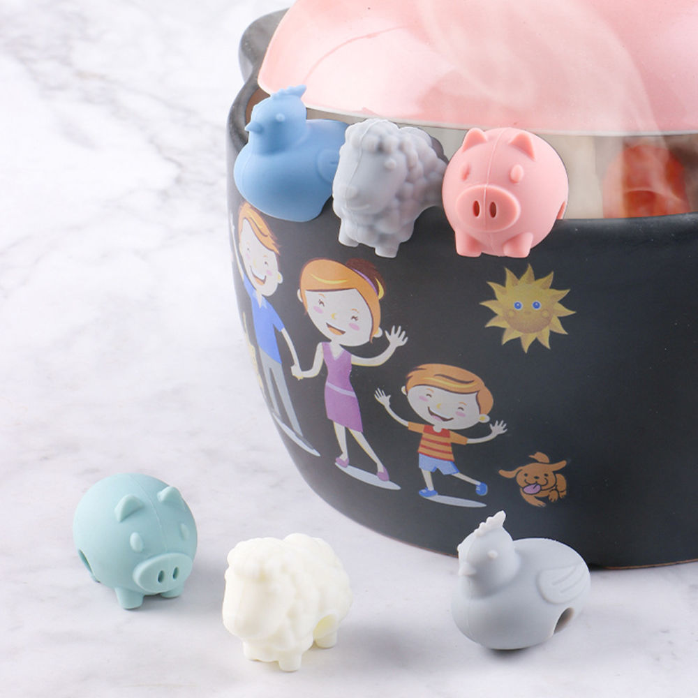 dropship 3pcs/Pack; Silicone Spill Resistant Pot Lid Clip; High Temperature Resistant 446°F Animal Shape Kitchen Gadgets