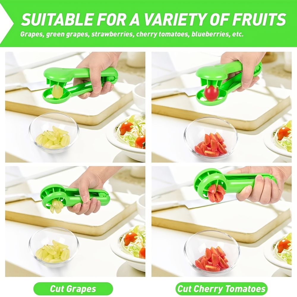 dropship 1pc; Grape Tomato Cherry Strawberry Cutter; Green Multifunctional Vegetable And Fruit Cutter; No Blade; Creative Kids Supplies; Kitchen Gadget