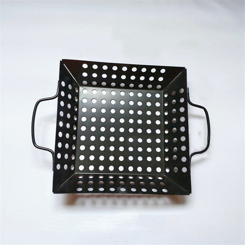 dropship 1pc Square Carbon Steel Barbecue Tray Vegetable Fruit Drain Basket Multifunctional Kitchen Tool