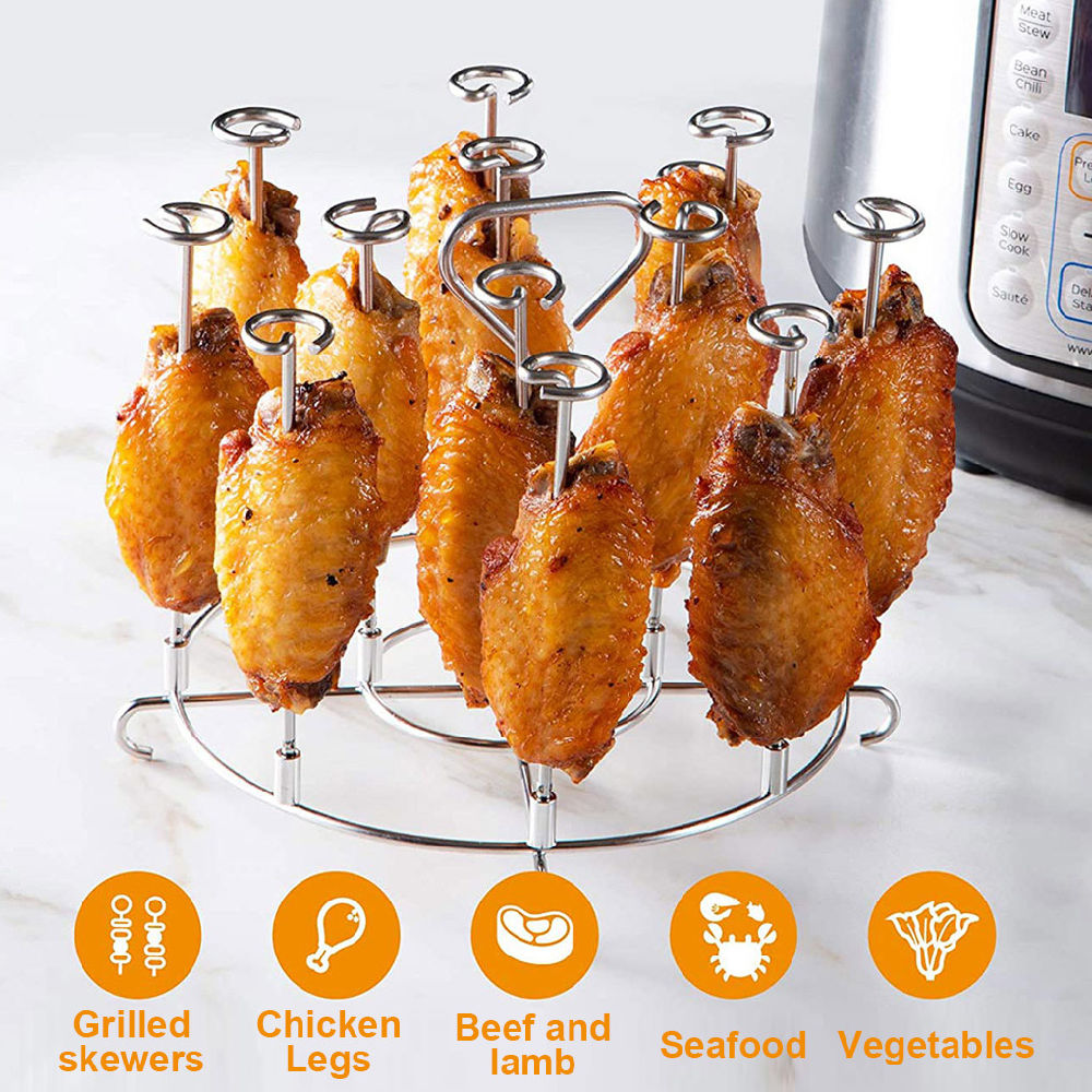 dropship Kitchen Air Fryer Rack Accessories BBQ Grill Tray Basket Stand Roasting Meat Food Holder Tool for Household Picnic Camping