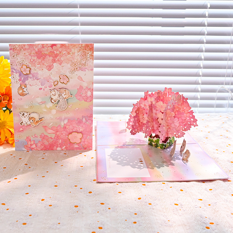 dropship 1pc Ziyi 3D Pop Up Greeting Card With Envelope Graduation Tanabata Gift Birthday Small Card Creative Handwritten Gift Blessing Card