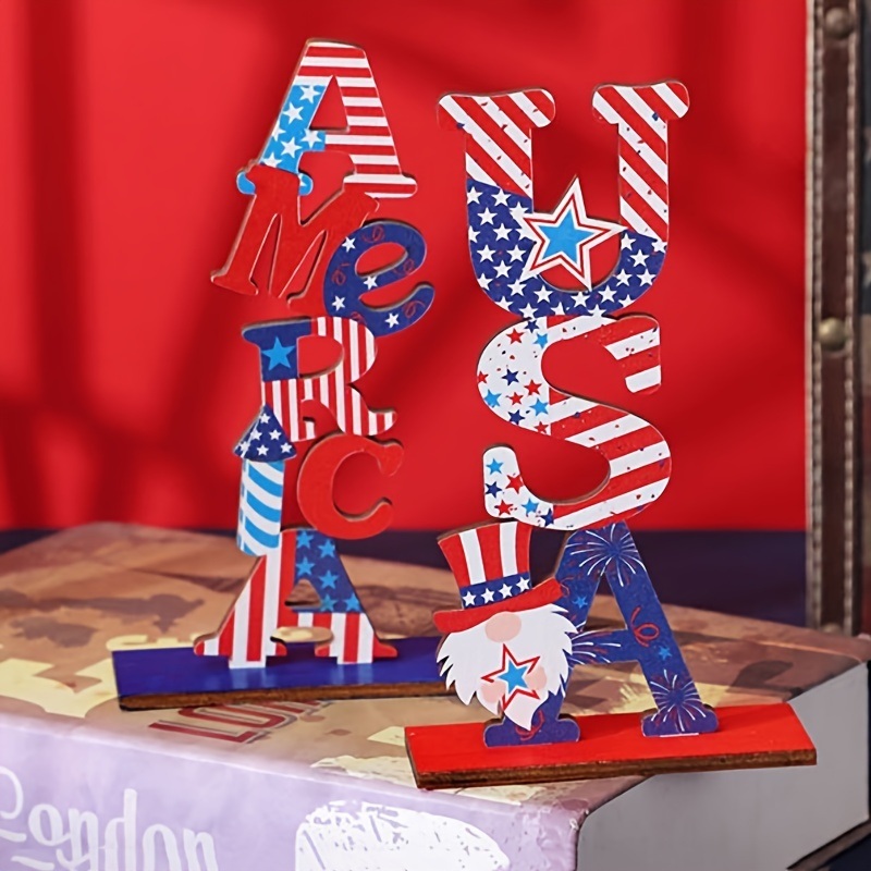 dropship 1pc Wooden Decorations; Independence Day Decorations Independence Day American Pattern Ornament Independence Day Arrangements