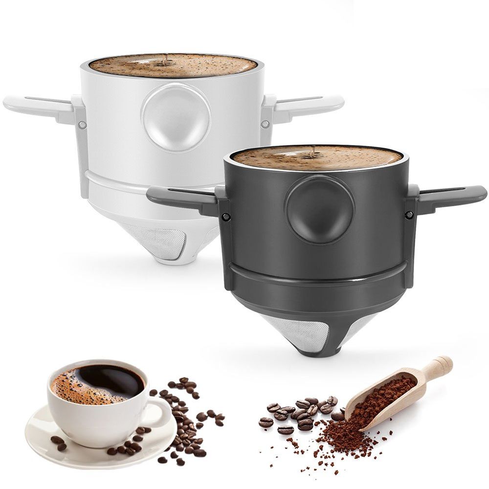 dropship 1 Pc Portable Foldable Coffee Filter Stainless Steel Easy Clean Reusable Coffee Funnel Paperless Pour Over Holder Coffee Dripper