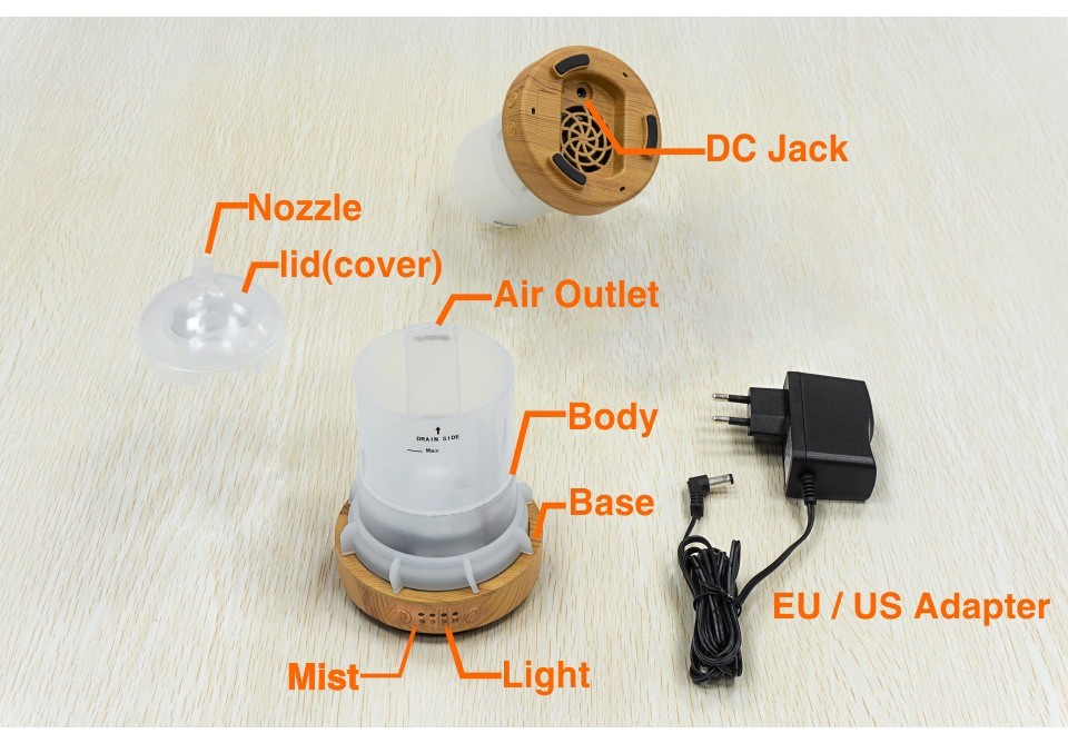 dropship 3D Fireworks Glass Vase Humidifier with 7 Color Led Night Light Aroma Essential Oil Diffuser Cool Mist Maker for Home Office