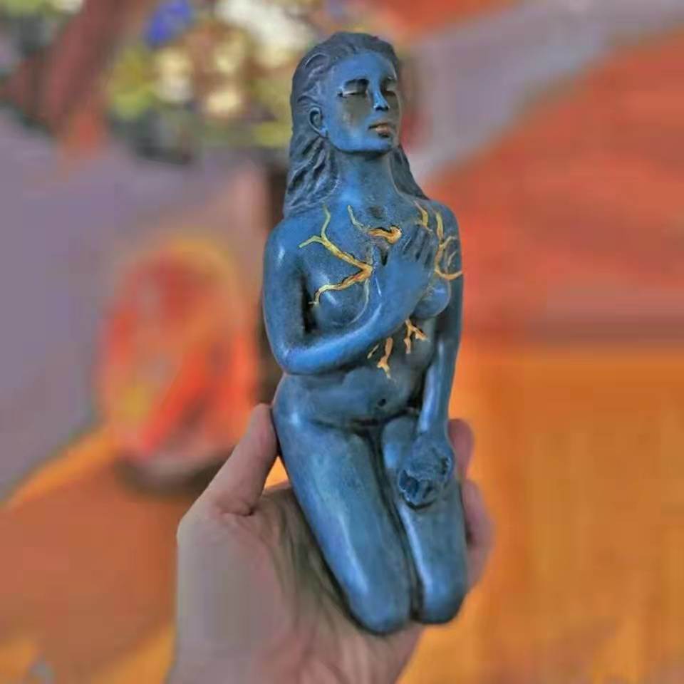 dropship Smurfs Self Healing Series Salvation Goddess Sculpture Resin Crafts Home Courtyard Decoration Car Gifts