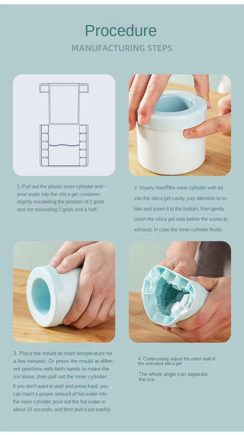 dropship Ice Bucket Cup Mold Ice Cubes Tray Food Grade Quickly Freeze Silicone Ice Maker Creative Design Ice Bucket Whiskey Beer Maker
