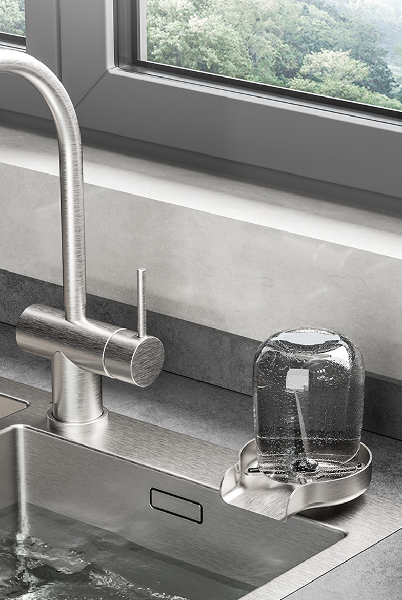 dropship 1pc Kitchen Sink Glass Rinser; Faucet Glass Rinser For Kitchen Sinks; Bottle Washer; Kitchen Sink Accessories; Stainless Steel 304; Brush Nickel