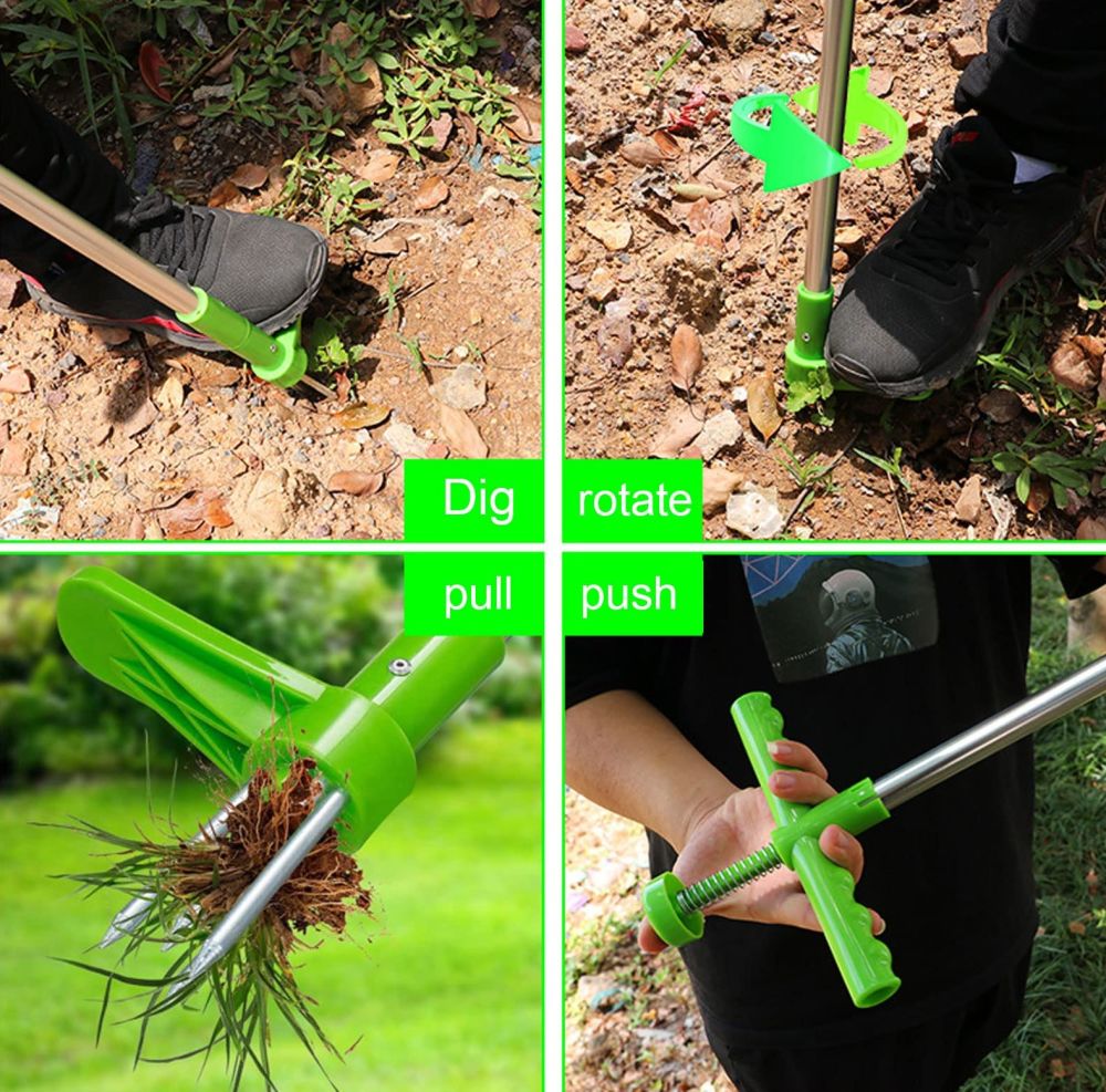 dropship 1pc Weed Puller; Stand Up Weeder Hand Tool; Long Handle Garden Weeding Tool With 3 Claws; Hand Weed Hound Weed Puller For Dandelion; Standup Weed Root Pulling