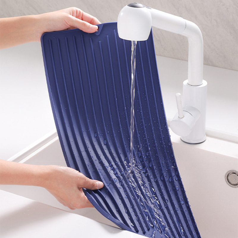 dropship Silicone Square Dish Drying Mat Drain Pad Water Filter Table Placemat Kitchen Heat Resistant Protection Durable Kitchenware