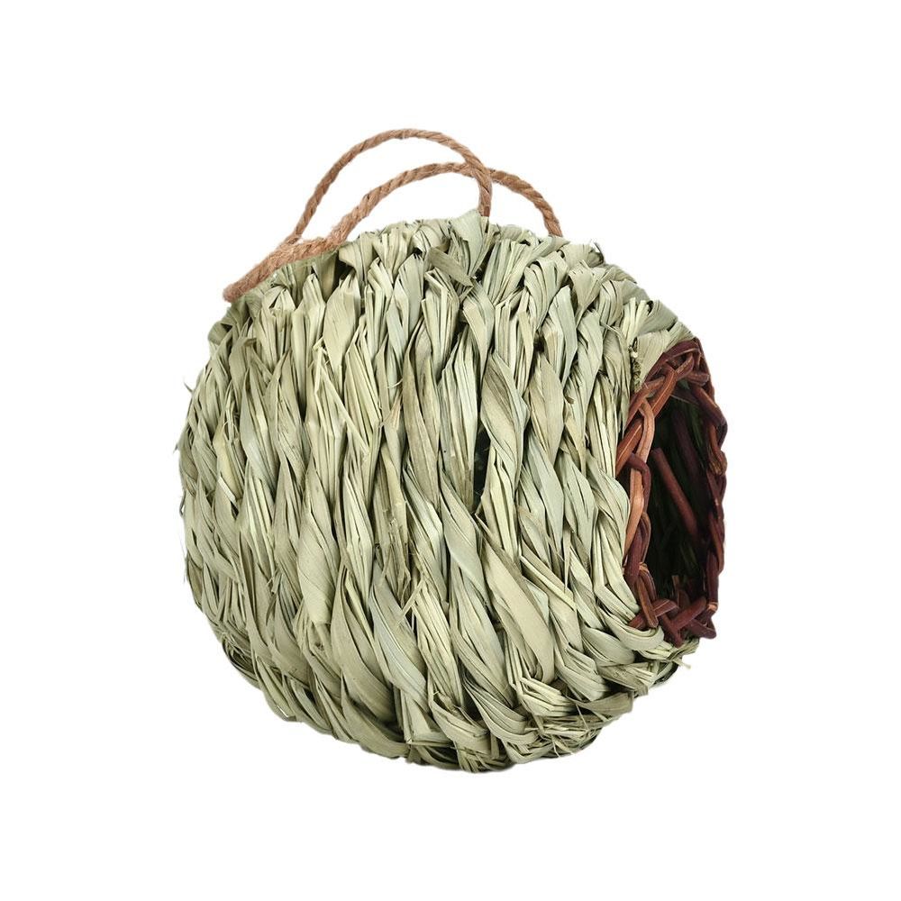 dropship Charming Decorative Hummingbird House Hand-woven Hung Straw Nest Natural Grass Hung Bird for Garden Patio Lawn Office Indoor