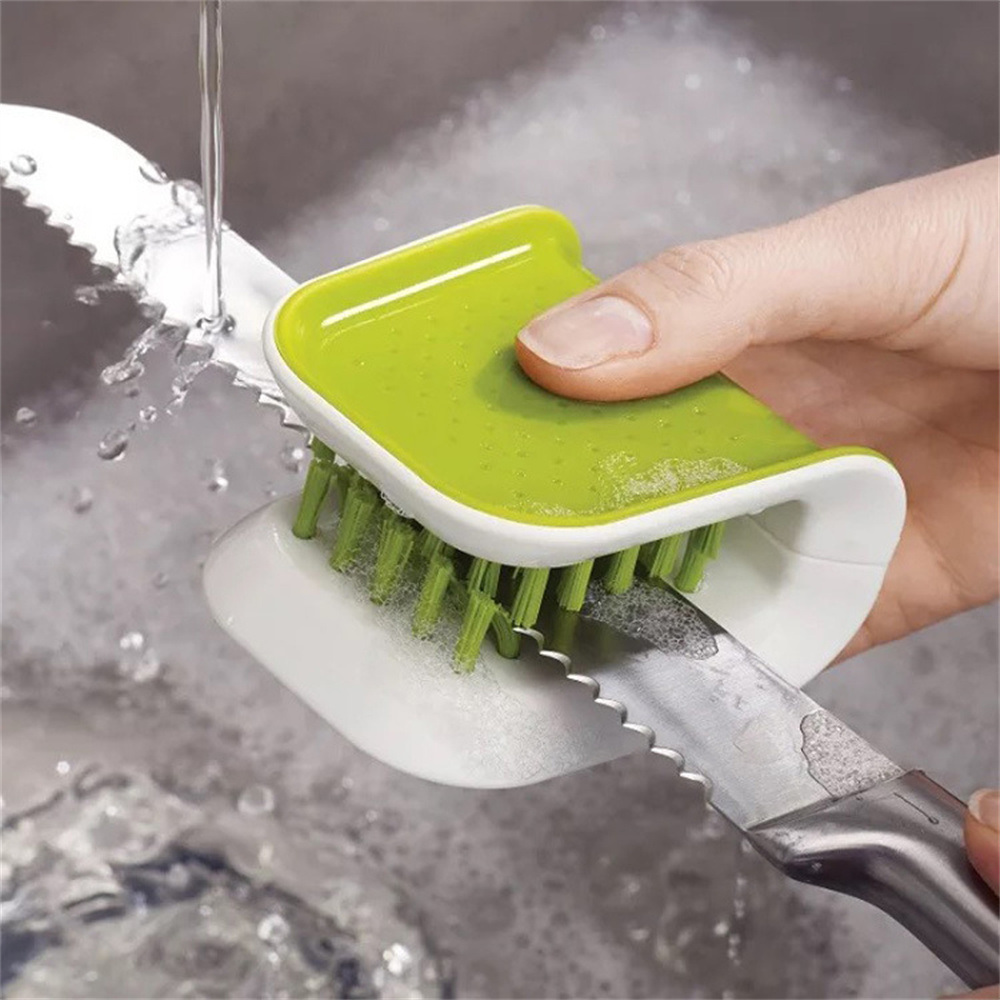dropship 1pc Household Kitchen U-shaped Double-sided Chopsticks Cleaning Brush; Bristle Knife And Fork Cleaning Brush; Knife Cleaning Hand Guard Brush