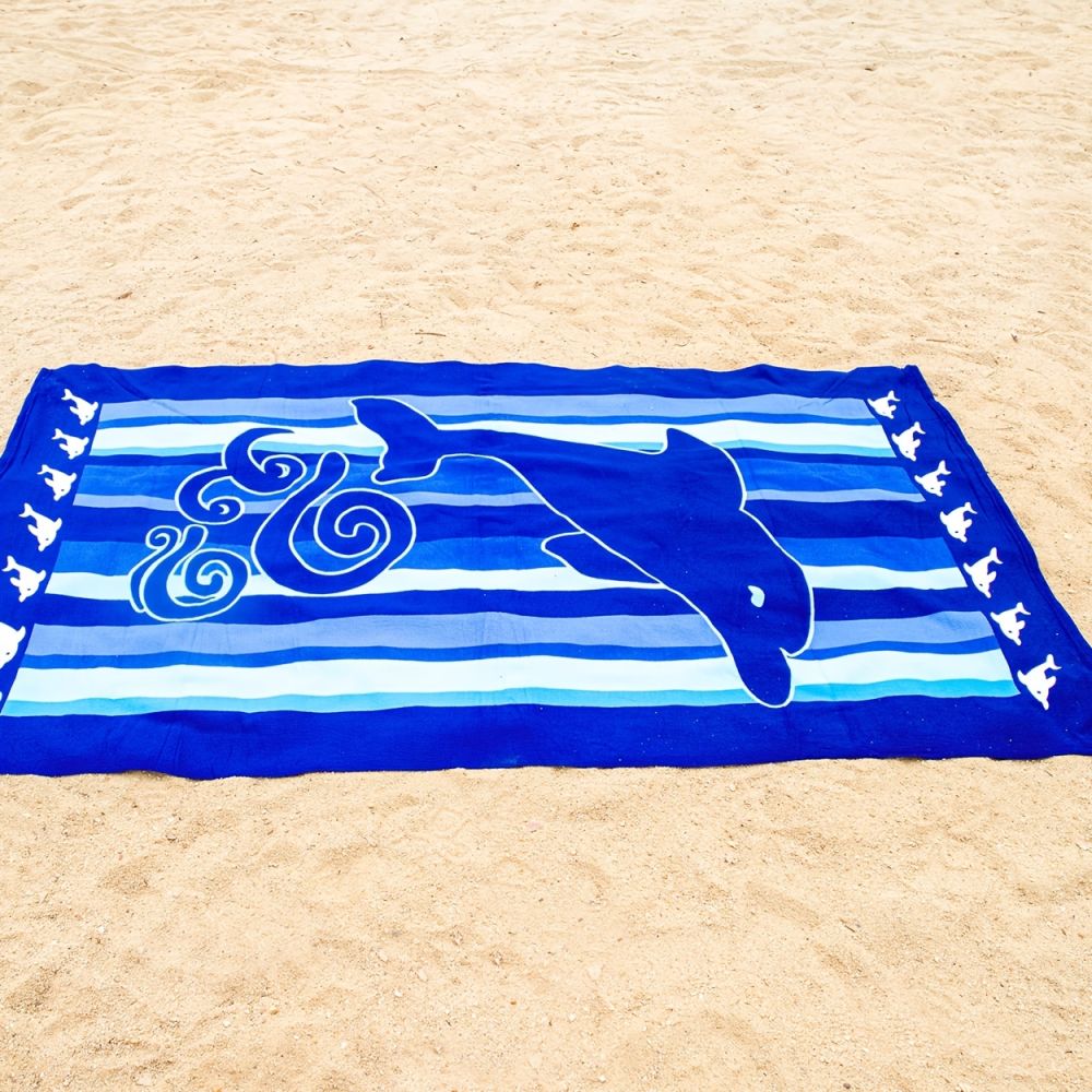 dropship Cartoon Dolphin Fast Dry Beach Towel; Super Soft Sand Free Water Absorbent Micro Fiber Towel For Pool