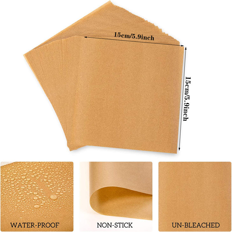 dropship 50pcs Parchment Squares 15cm*15cm; Non-stick Wax Paper; For Individual Storage Of Burger Patties; Biscuits And Other Foods
