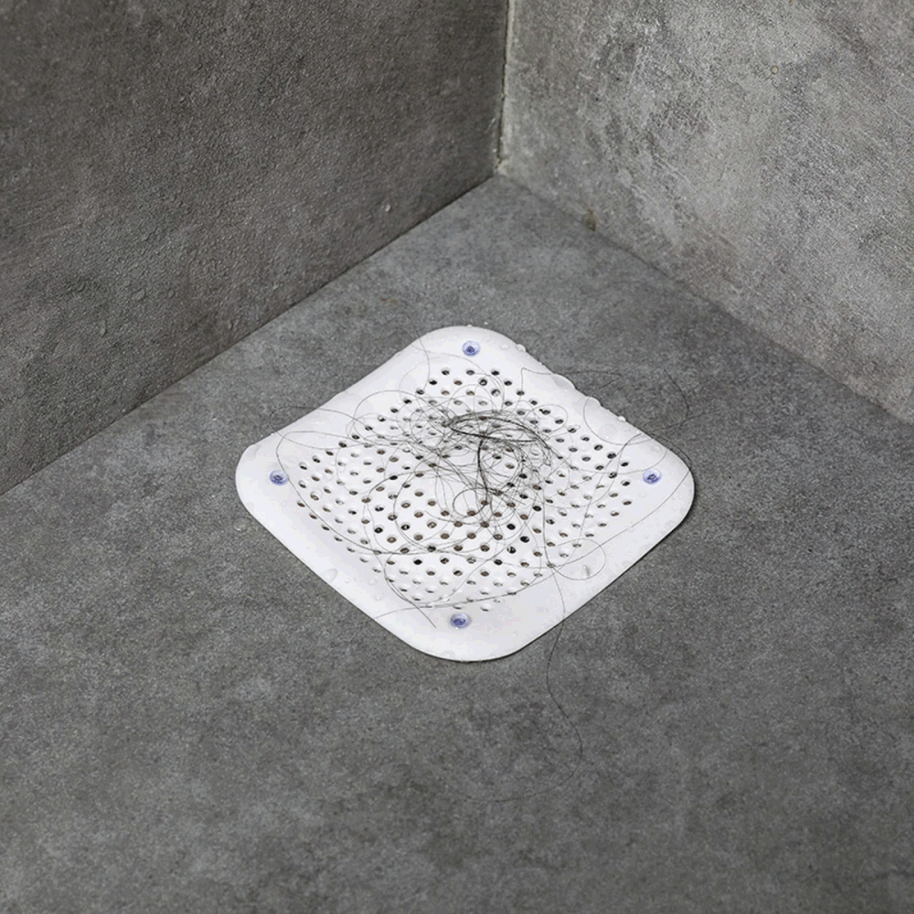 dropship Square Hair Drain Cover for Filter Shower; Drain Protection Flat Strainer Stopper with 4 Suction Cups; Sink Drain for Bathroom