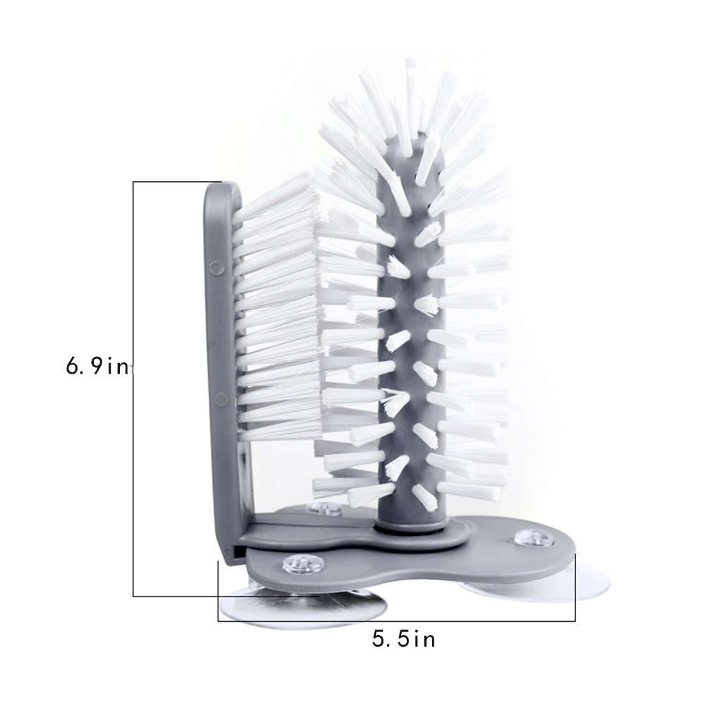dropship Creative Suction Cup Glass Bottle Cleaning Brush Kitchen Rotate Wash Cup Brush