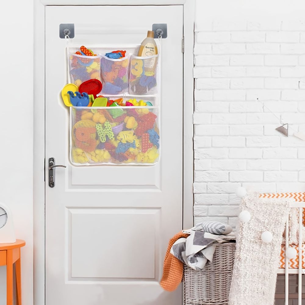 dropship 1pc Bathtub Toy Organizer, Shower Toy Organizer, Bath Toy Bin, Toys Holder For Bathtub, Hanging Bath Toy Organizer Hammock, Bath Tub Organizer, Bathroom Storage Caddy Mesh Net Bathtub Toys Organizer