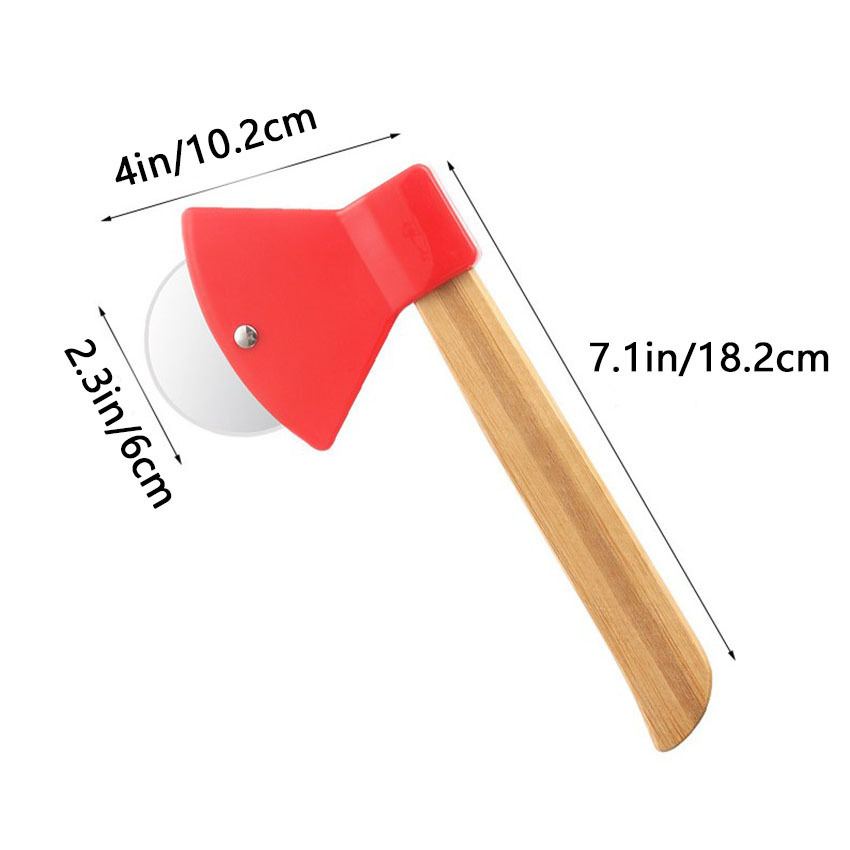 dropship 1pc Pizza Hob; Axe Bamboo Handle Cutter; Kitchen Gadgets; Creative Pizza Knife; Baking Cutter; Random Color