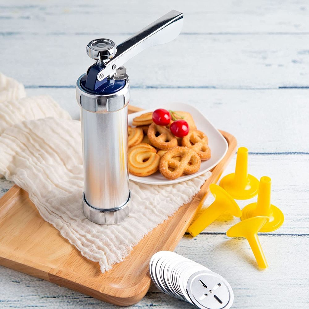 dropship 1 Set; Cookie Press Gun Kit; Includes 20 Cookie Dies And 4 Stainless Steel Nozzle For DIY Biscuit Maker And Decoration Christmas Cookie Making; Kitchen Accessories