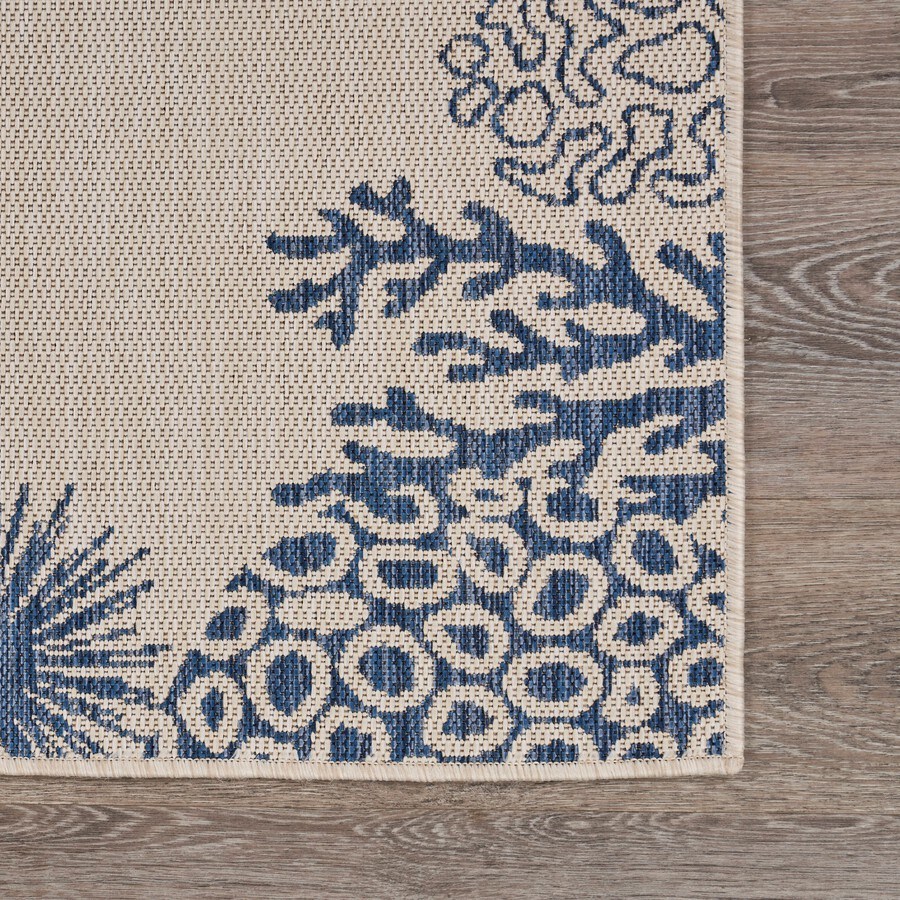 dropship Home Decor Coastal Bordered Coral Reef Indoor/Outdoor Accent Rug