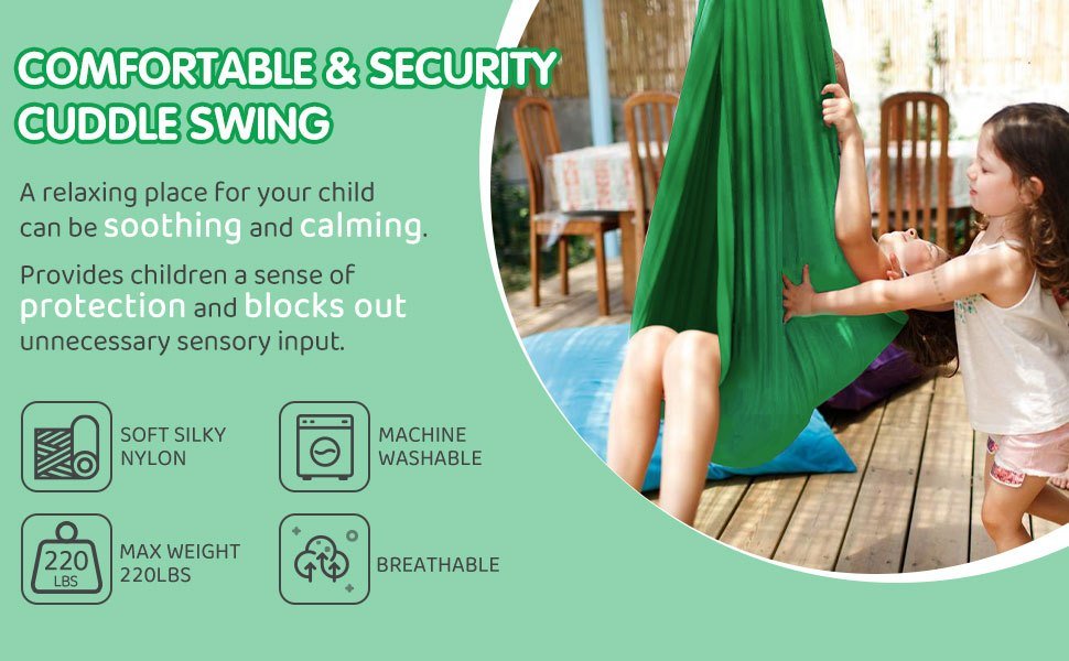 dropship 1pc Indoor Therapy Sensory Swing For Kids; Outdoor Room Adjustable Fabric Hammock For Children Teens Autism; ADHD; Aspergers; Sensory Integration; 59×110inch