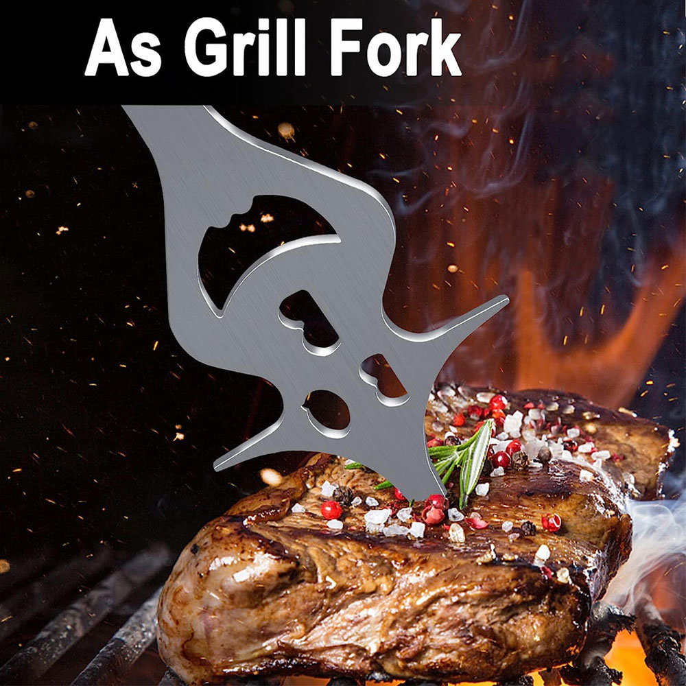 dropship Multifunctional 6-In-1 Barbecue Meat Fork Stainless Steel Barbecue Rack Bbq Tableware Meat Fork Outdoor Camping As Food Flipper