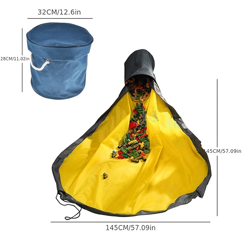dropship 1pc Toy Storage Basket And Play Mat; Waterproof Toy Storage Bag; Large Drawstring Portable Container Storage Organizer; Outdoor Collapsible
