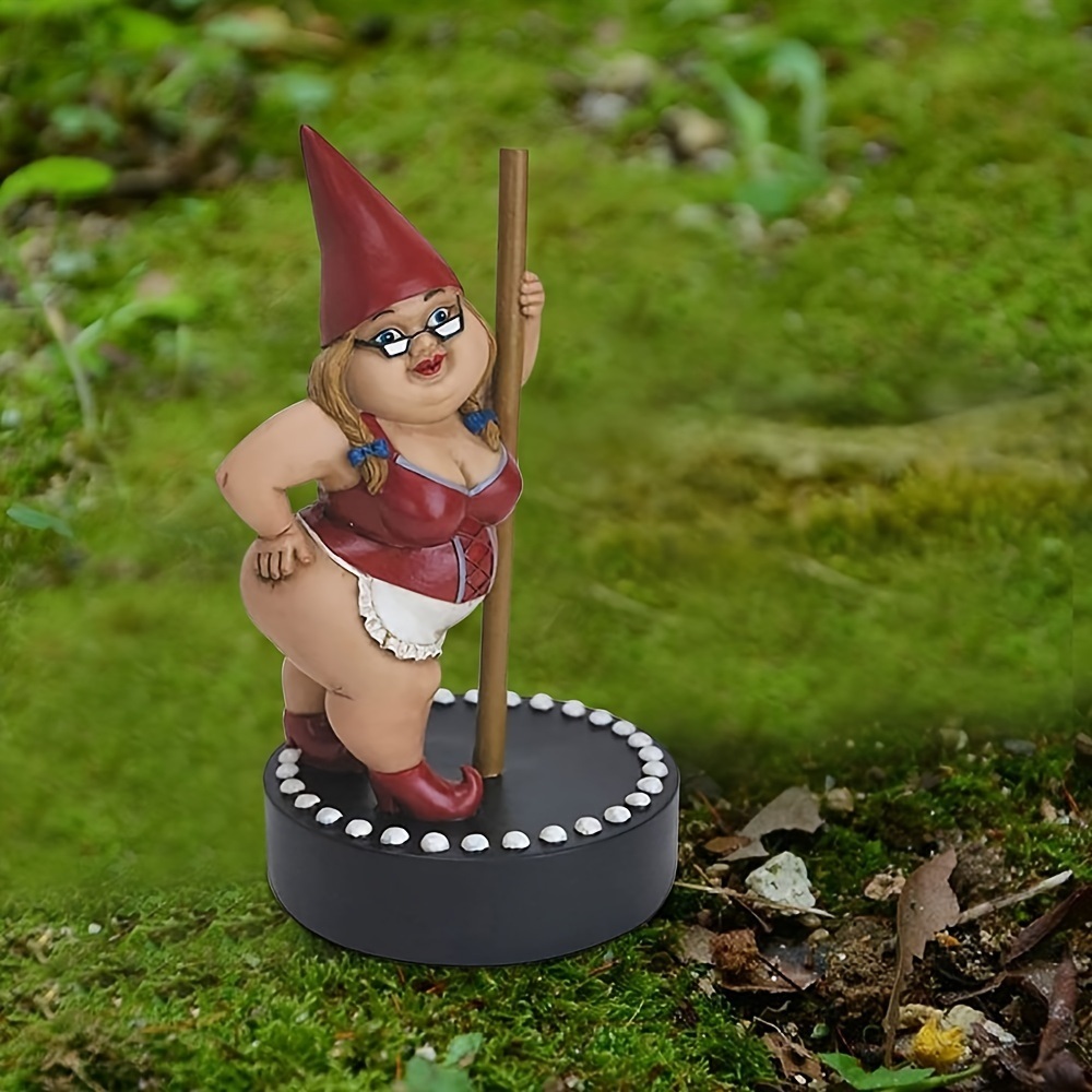 dropship 1pcs Gnome Figure Statue Crafts; Resin Women Pole Dancing Goblin Ornaments; For Garden Home Decor Bedroom Office Lawn (3.6*3.2*6.6inch)