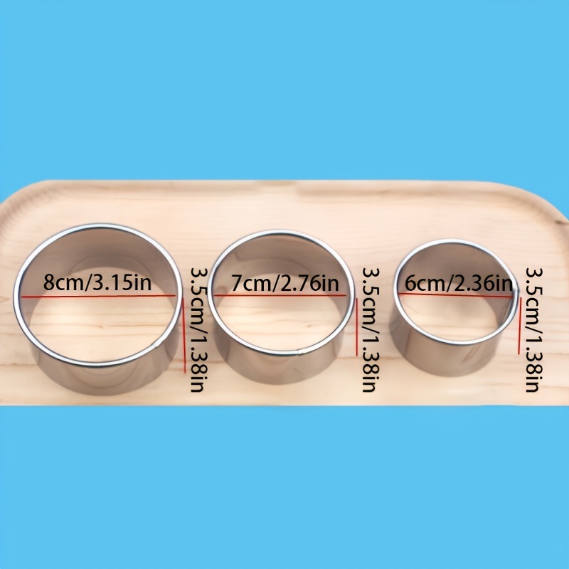 dropship 3pcs/Set; 2.36in/2.76in/3.15in; Stainless Steel Circle Mold & Hand Press Set; Cookie Cutter; Dumpling Press; Cooking Accessories Baking Tools
