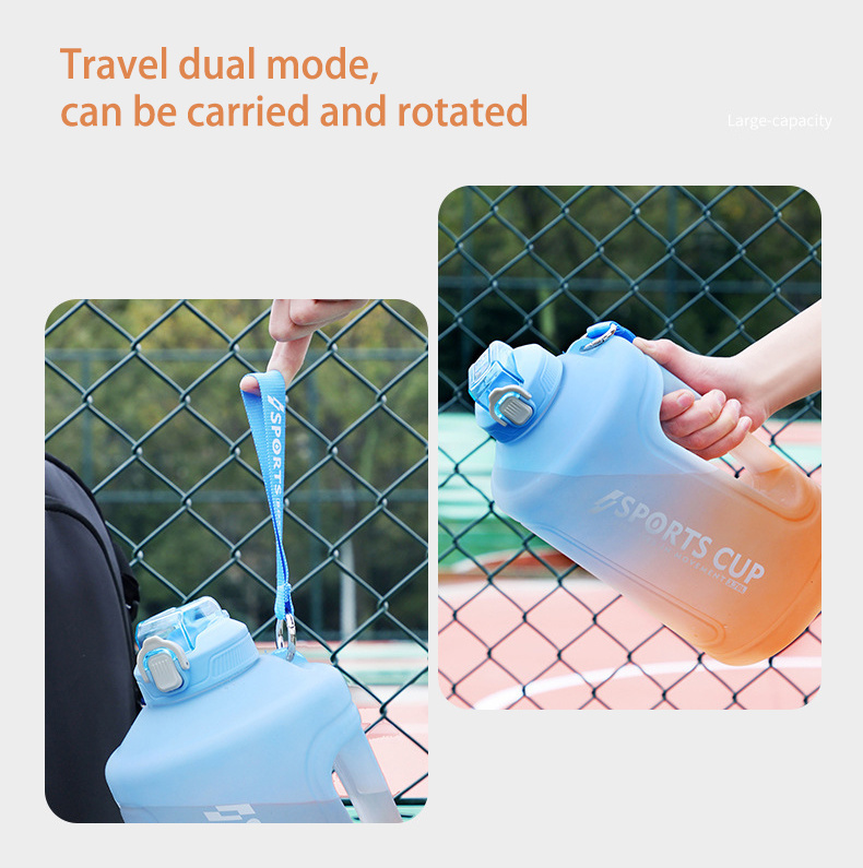 dropship YCALLEY Sport Water Bottle Reminder Silicone Sith Straw Waterbottle Items Fitness Big Bottles 1500ML / 2300ML / 3800ML Sport